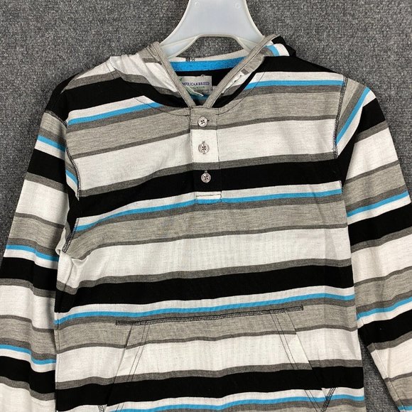 American Breed Henley Shirt 14/16 Boys Hoodie Striped Polyester Blend A2 - Picture 2 of 7